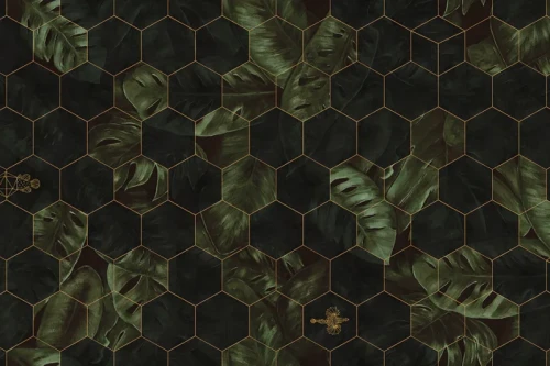 fototapeta Hexagon R17181 Rebel Walls Well-Being Hexagon Leaves