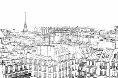 fototapeta Paryż wieża Eiffla 1702029 Sketched Paris