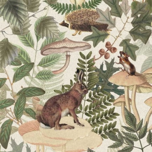 tapeta w wiewiórki i zające Rebel Walls Dreamland R18001 Wild Life Sand