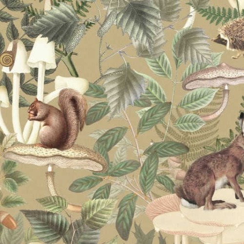 tapeta w wiewiórki i zające Rebel Walls Dreamland R18003 Wildlife Creek Fall