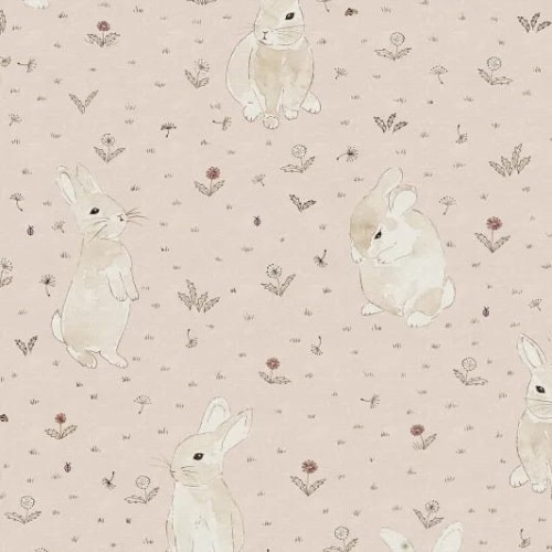 tapeta w króliki Rebel Walls Dreamland R18083 Bunny Field Pink