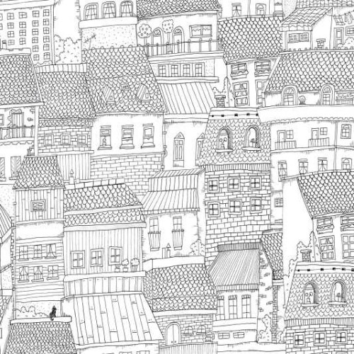 tapeta domki Rebel Walls Dreamland R18091 Dream Town Graphite