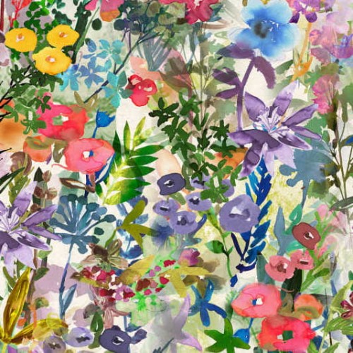 tapeta łąka Rebel Walls Dreamland R18121 Poppy Meadow Rainbow