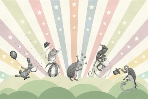 fototapeta cyrk R18171 Rebel Walls Dreamland Circus Pastel