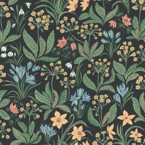 tapeta w kwiaty S10161 Huset i Solen Charcoal Sandberg