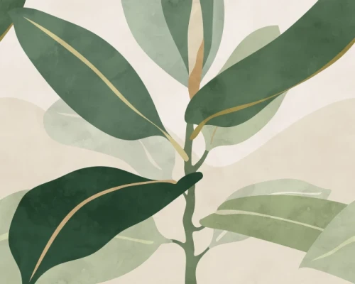 fototapeta egzotyczne liście R18590 Rebel Walls Simplicity Ruby Green