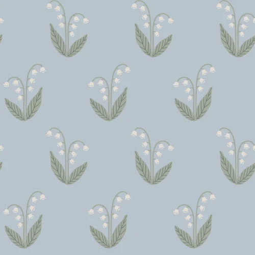Tapeta kwiaty konwalii Sandberg S10634 Lilly Light Blue Familjen