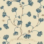 Tapeta liście miłorzębu Sandberg S10618 Ebba Blue Familjen