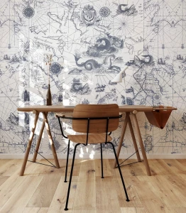Fototapeta mapa oceanów Ocean Map Wallcolors