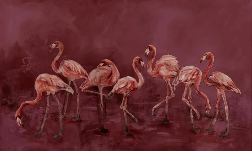 Tapeta flamingi Wall Art Fenico Burgundy
