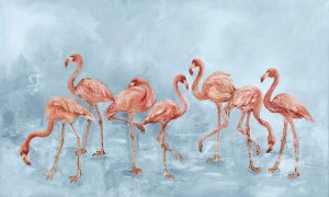 Tapeta flamingi Wall Art Fenico Blue