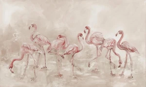 Tapeta flamingi Wall Art Fenico Beige