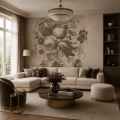Tapeta kwiaty vintage Wall Art Boudoir Greige