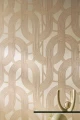 Tapeta tekstylna jak zamsz art deco Casamance 72720055 Odeon Ivoire argent